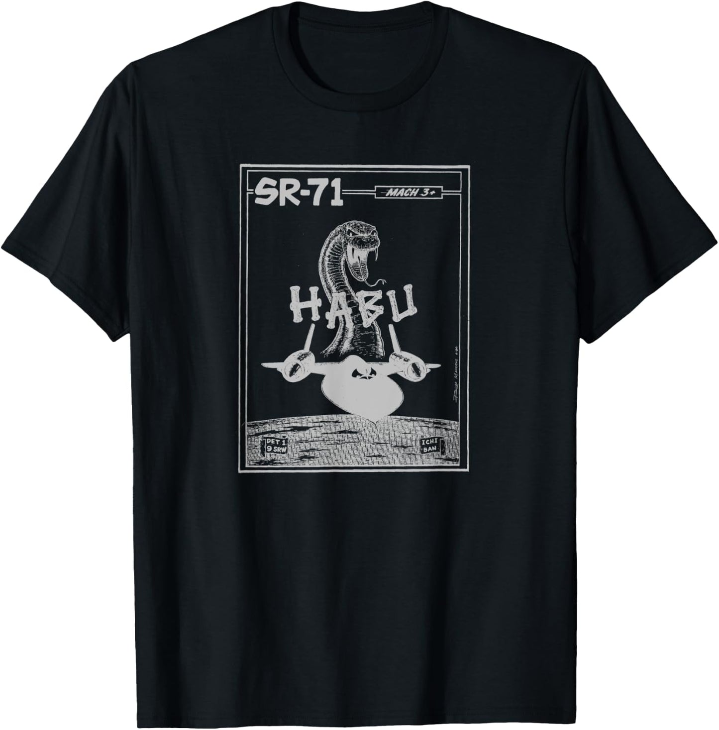 SR-71 Military Aircraft Original Habu Logo Artwork T-Shirt - T-Shirt | Black
