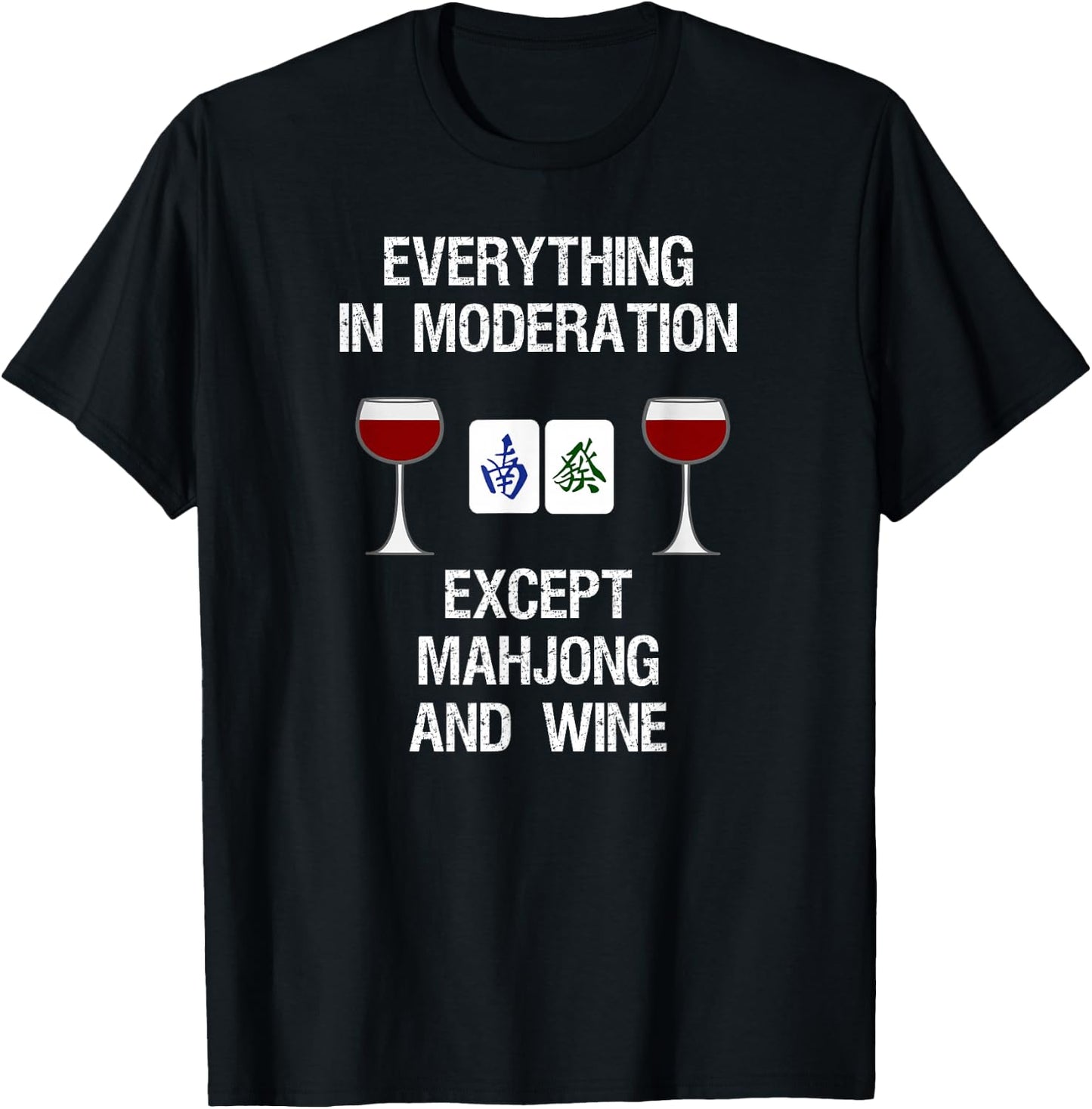 Mahjong - Funny Wine Moderation T-Shirt - T-Shirt | Black