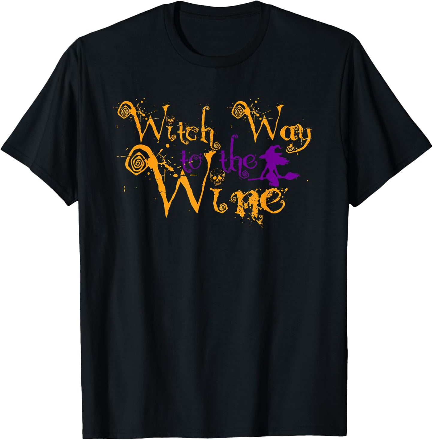 Witch way to the wine shirt Party Halloween Wine lover shirt T-Shirt - T-Shirt | Black