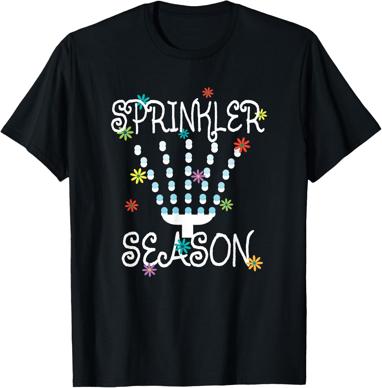 Sprinkler Season Summertime Gardener Outdoor Water Playing T-Shirt - T-Shirt | Black