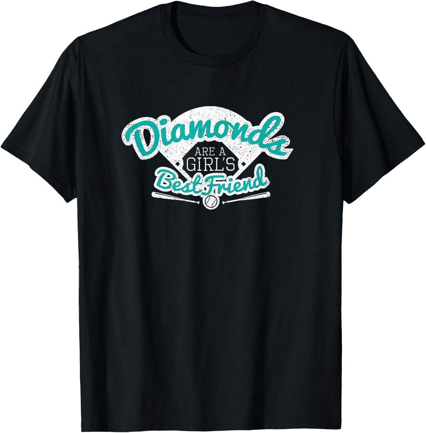 Softball Diamonds are a Girl's Best Friend shirt gift teal T-Shirt - T-Shirt | Black