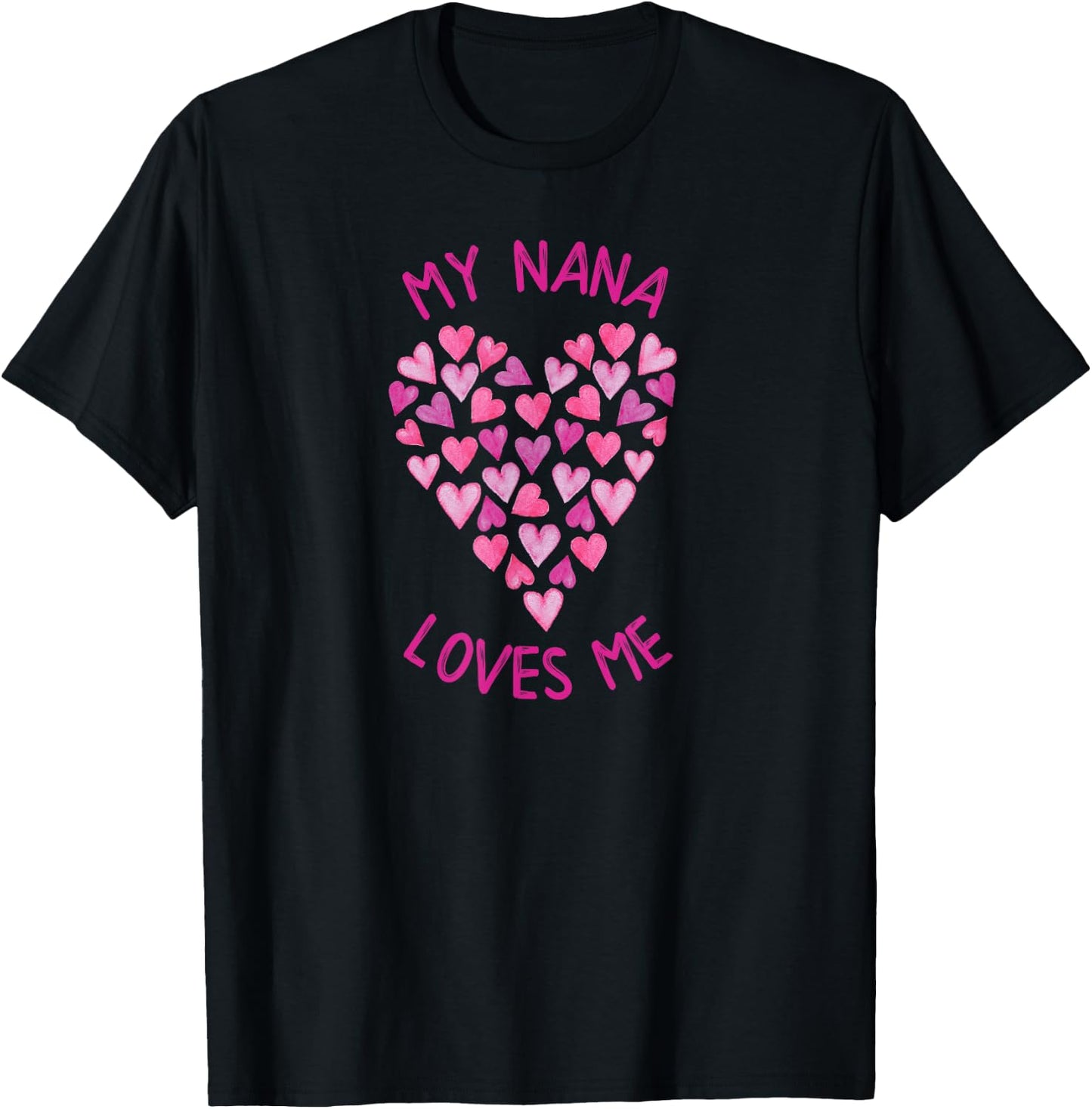 My Nana Loves Me Valentine Hearts for Girls T-Shirt - T-Shirt | Black