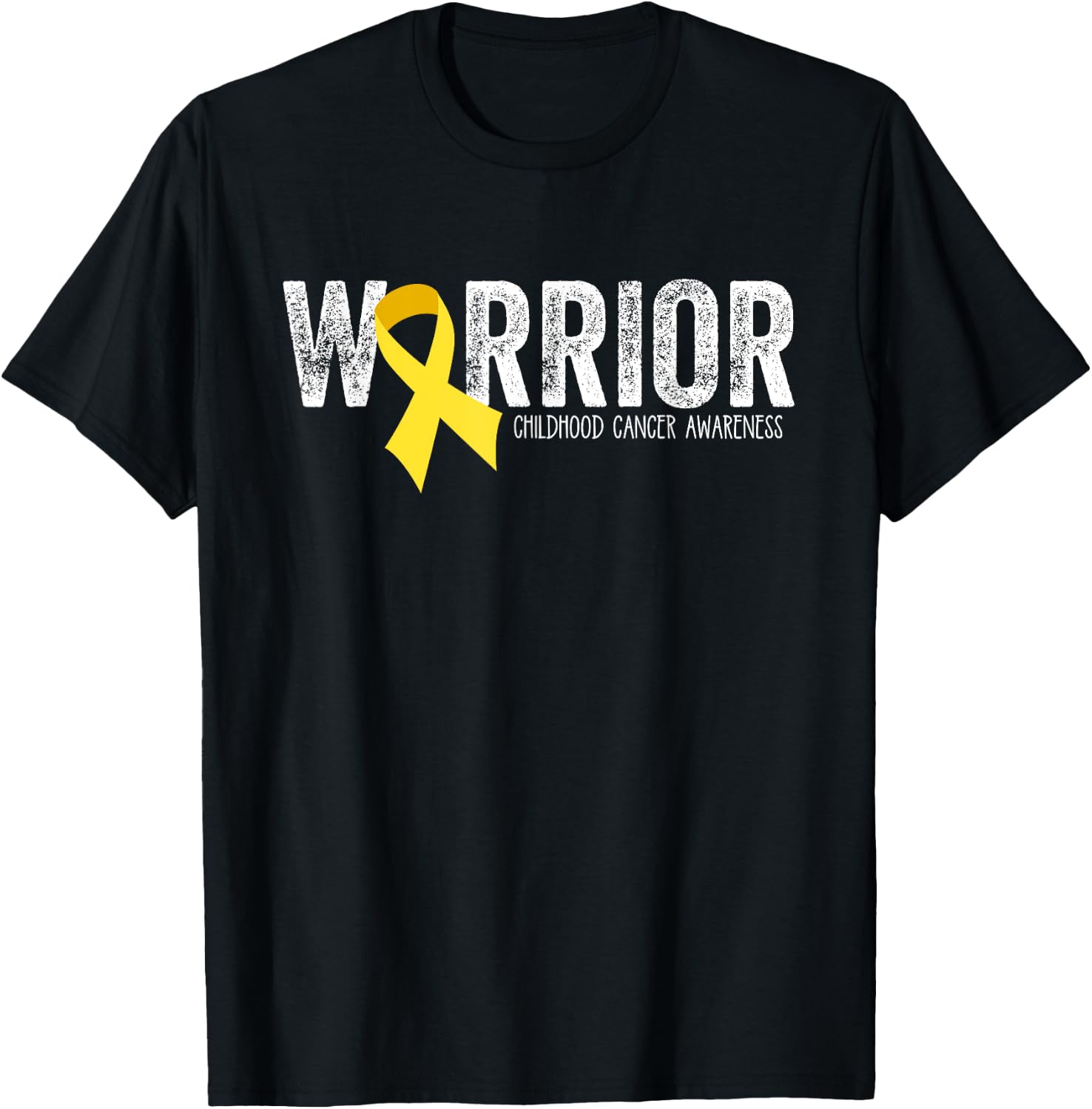 Warrior Childhood Cancer Awareness Ribbon Child Kids T-Shirt - T-Shirt | Black