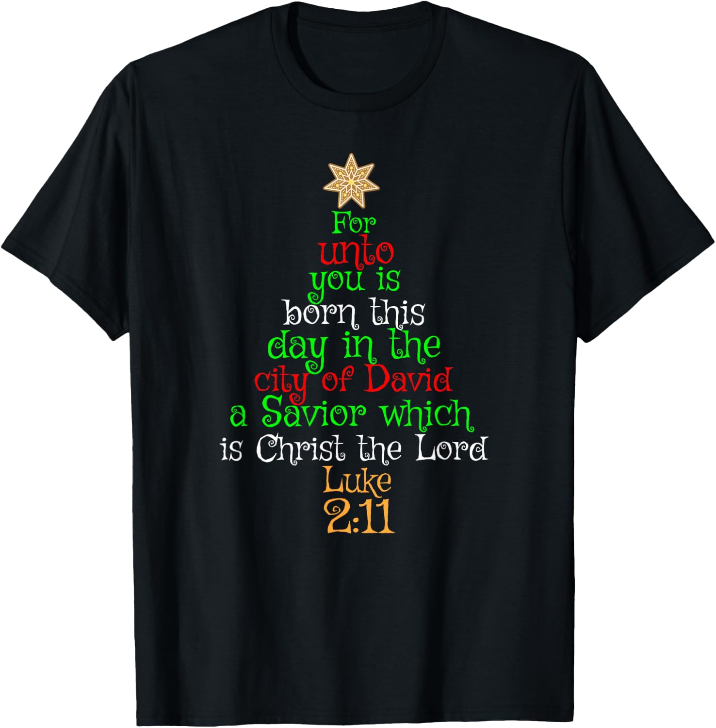 Christmas Christian Shirt UNTO YOU IS BORN A SAVIOR Gift T-Shirt - T-Shirt | Black