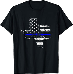 Texas Back the Blue Support Thin Blue Line T-Shirt - T-Shirt | Black