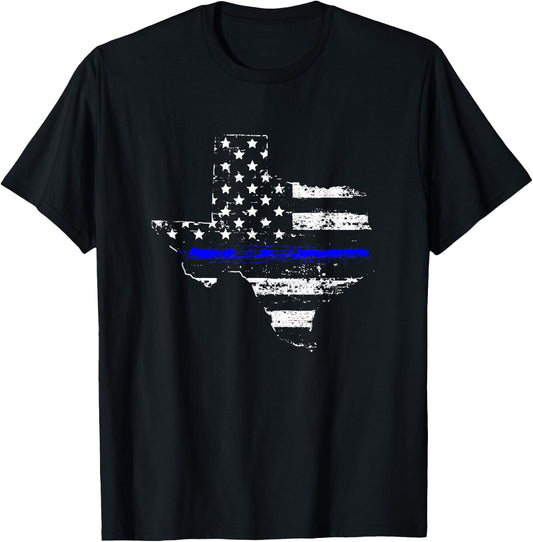 Texas Back the Blue Support Thin Blue Line T-Shirt - T-Shirt | Black