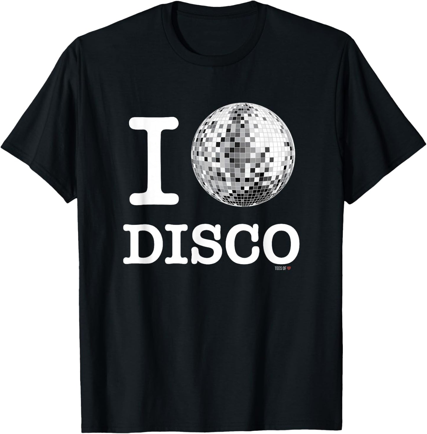 Official I Love Disco , White Mirror Ball Shirt T-Shirt - T-Shirt | Black