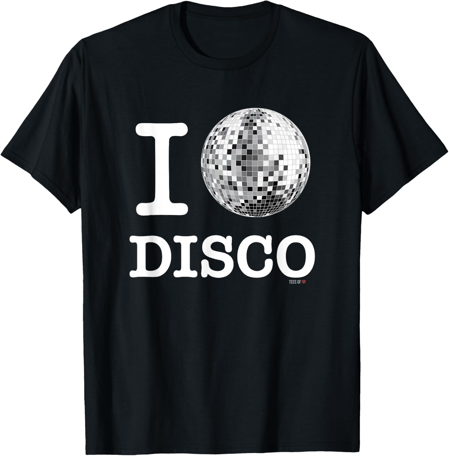 Official I Love Disco , White Mirror Ball Shirt T-Shirt - T-Shirt | Black