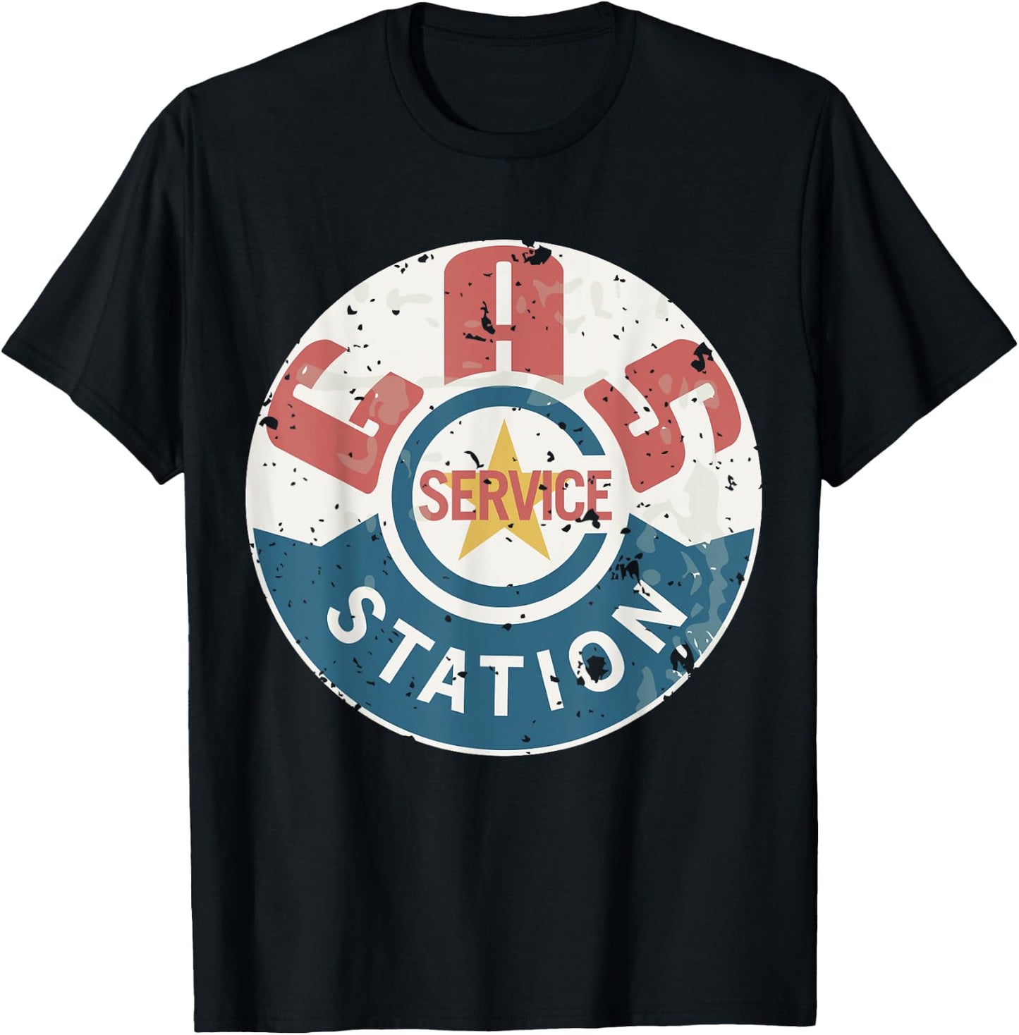 Vintage Gas Station (distressed shirts women & men) T-Shirt - T-Shirt | Black