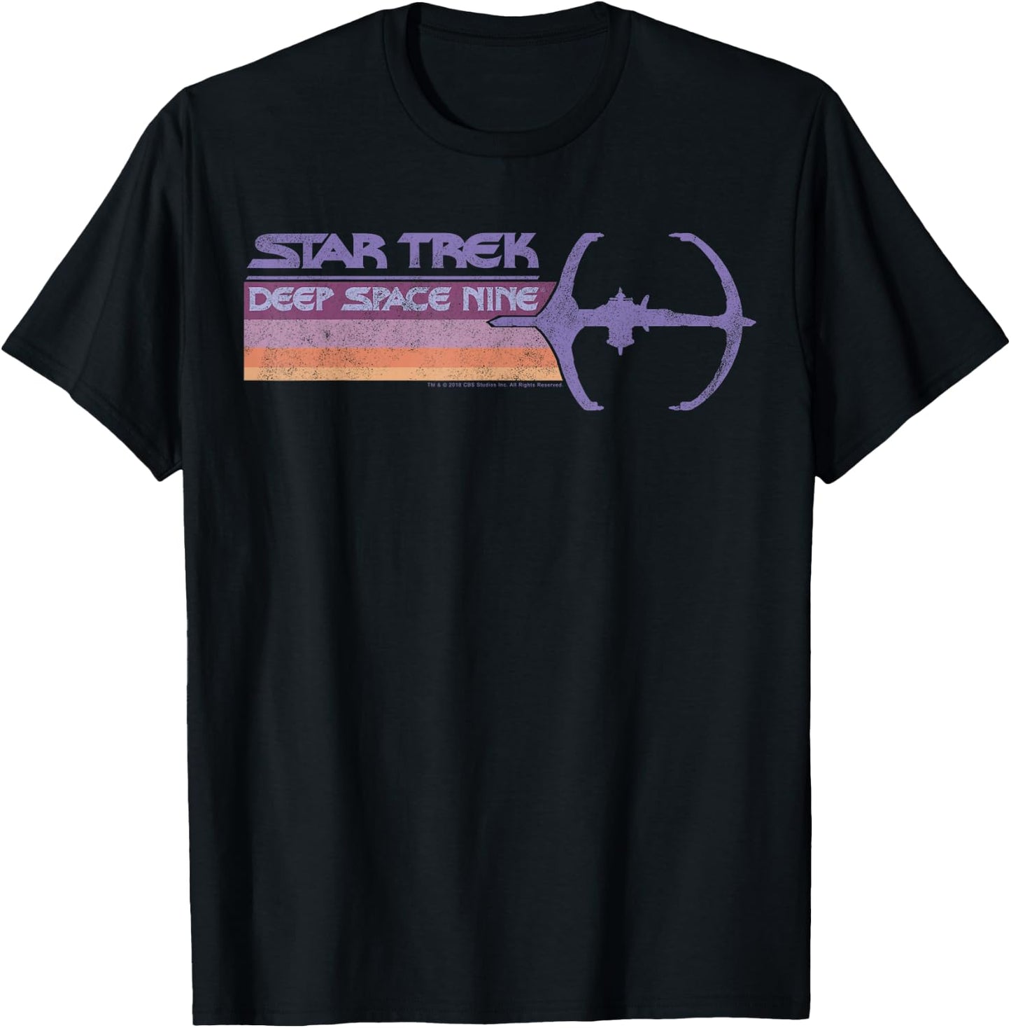 Star Trek DS9 Pastel Retro Rainbow Stripe T-Shirt - T-Shirt | Black