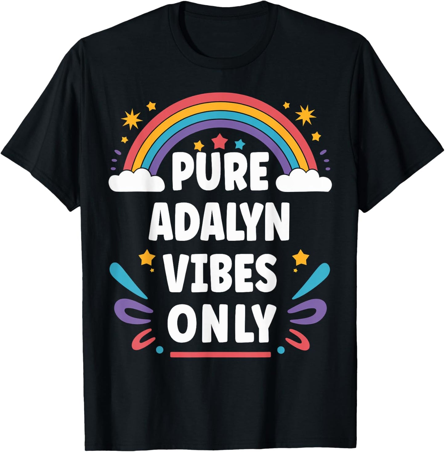 ADALYN Vibes Only Cute Retro Girls ADALYN Name T-Shirt - T-Shirt | Black