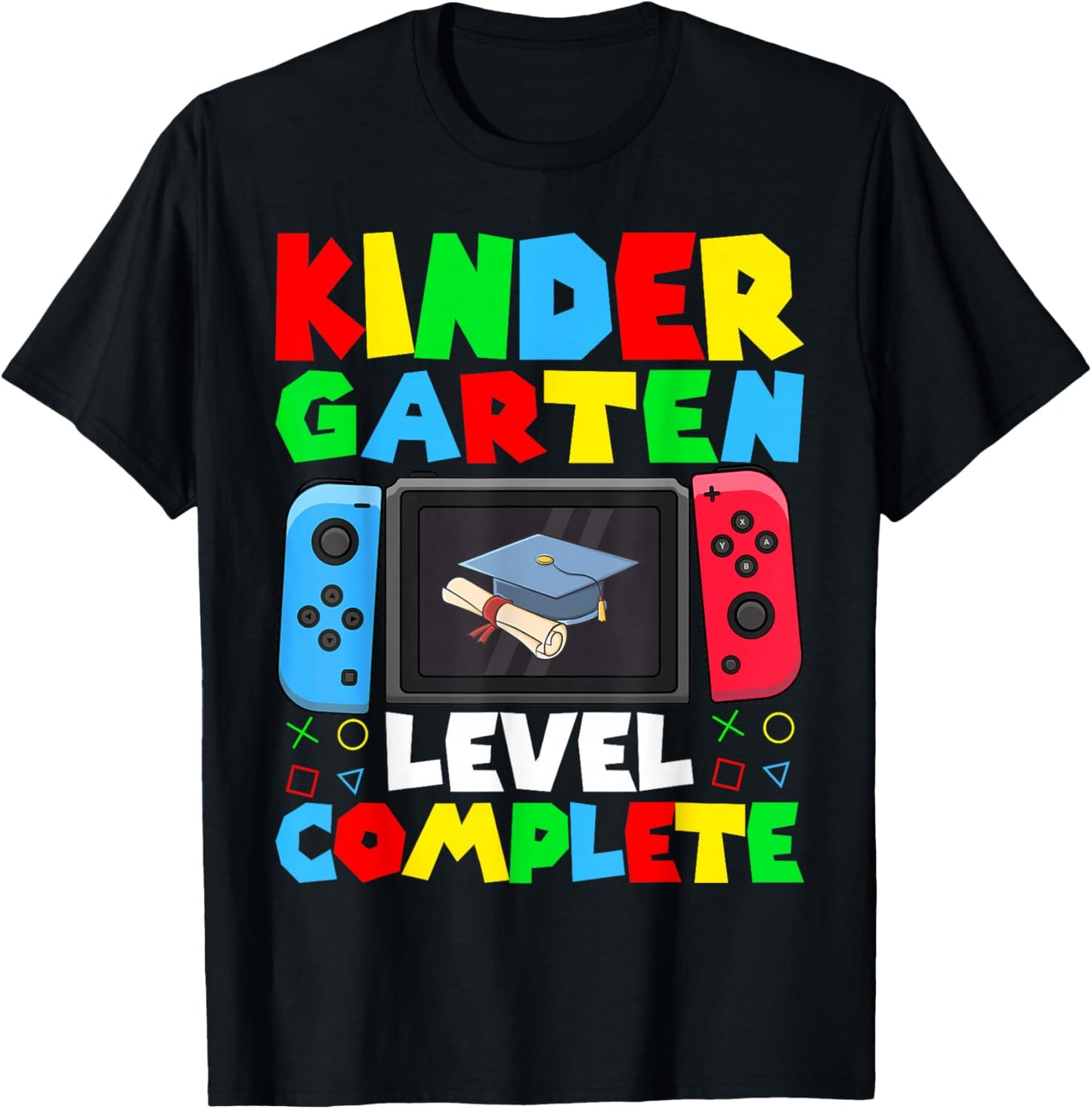 Kindergarten Level Complete Video Gamer Graduation Kid Boy T-Shirt - T-Shirt | Black