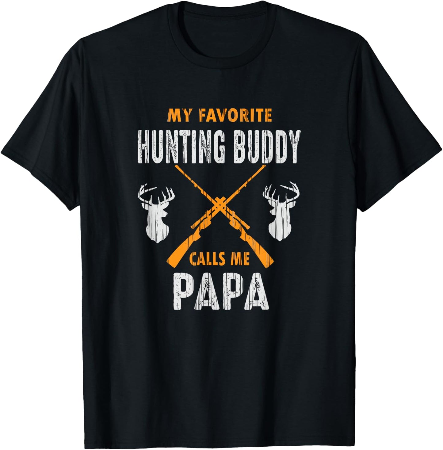 My Favorite Hunting Buddy Calls Me Papa Funny Grandpa Gift T-Shirt - T-Shirt | Black