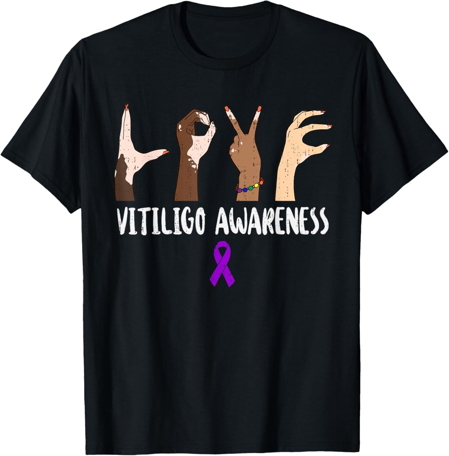 Vitiligo Awareness Positive Messages Skin Disorder T-Shirt - T-Shirt | Black
