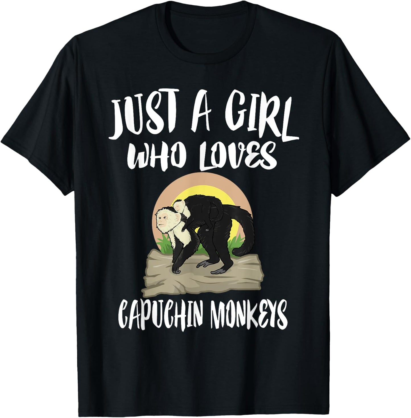 Just A Girl Who Loves Capuchin Monkeys T-Shirt - T-Shirt | Black