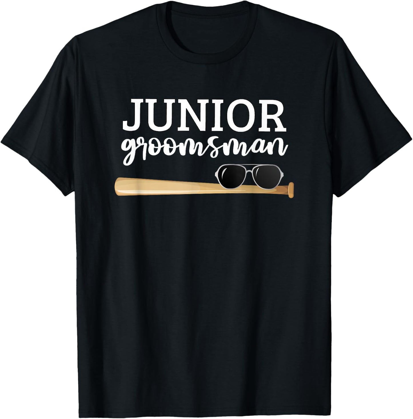 Junior Groomsman Baseball Bat Wedding Party Jr Boys Gift T-Shirt - T-Shirt | Black