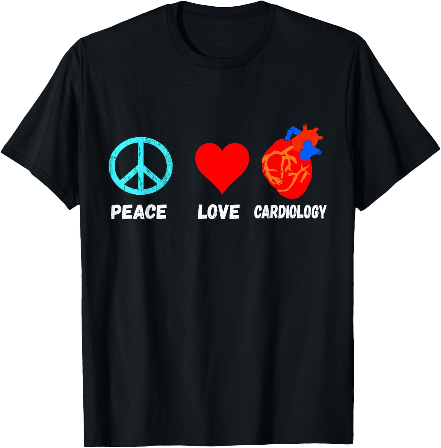 Cardiology Peace Love Anatomy Heart Cardiologist Heart Surgeons T-Shirt - T-Shirt | Black