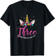 3 Years Old Birthday Girl Gifts Unicorn 3rd Birthday T-Shirt - T-Shirt | Black