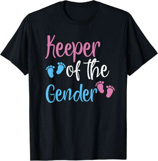 Keeper Of Gender Reveal Party Baby Announcement T-Shirt - T-Shirt | Black