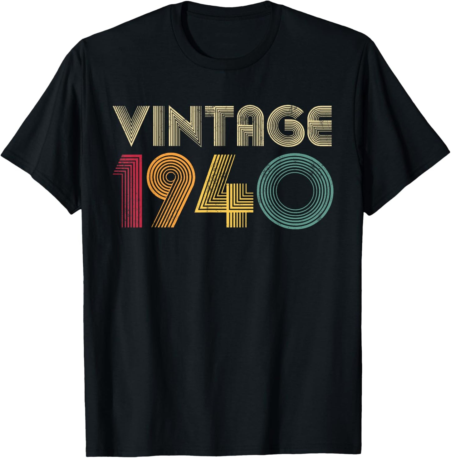 1940 84th Birthday Gift Vintage 84 Years Old Men Women Retro T-Shirt - T-Shirt | Black