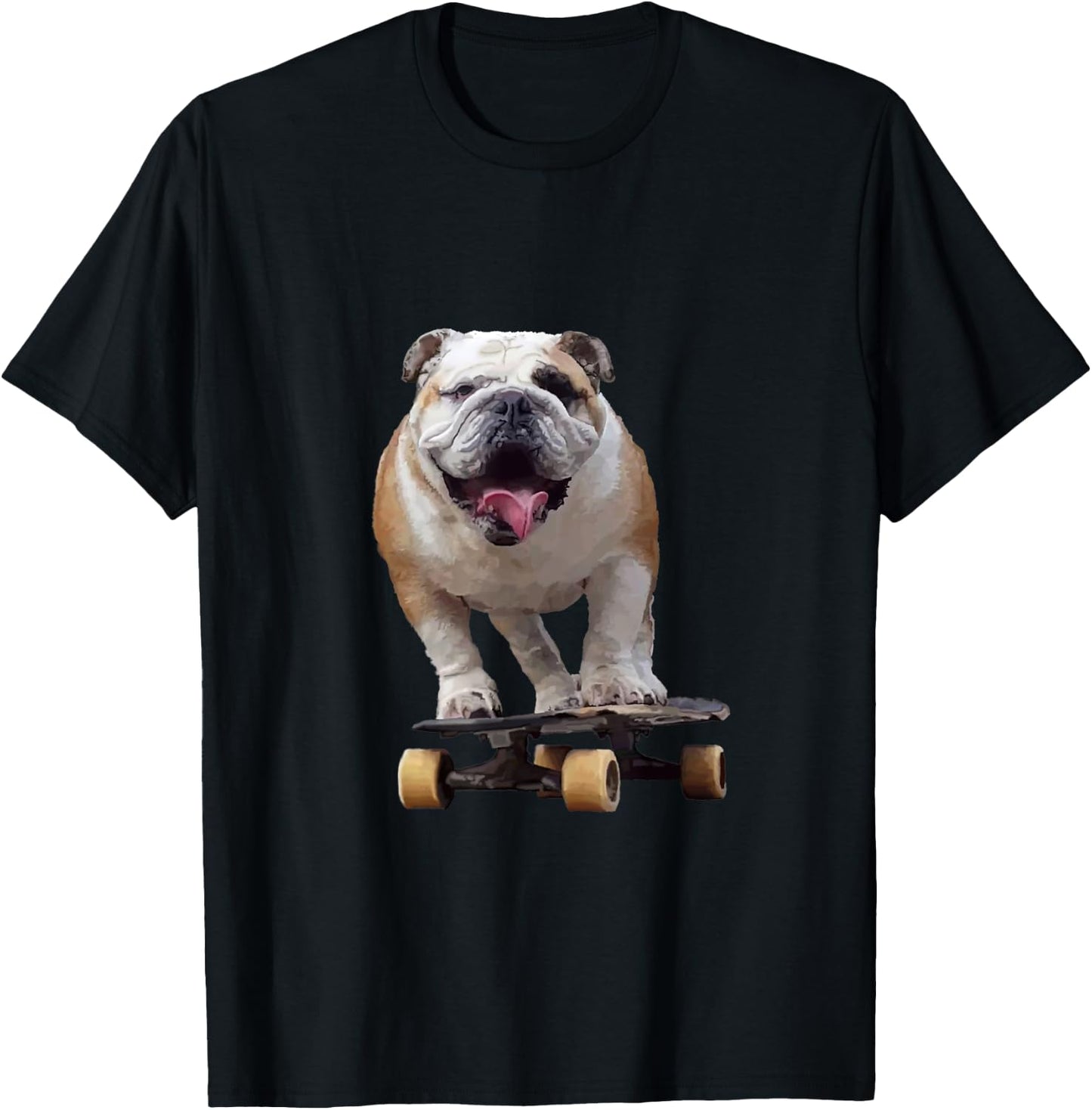 Funny Skateboarding Bulldog T-Shirt - T-Shirt | Black