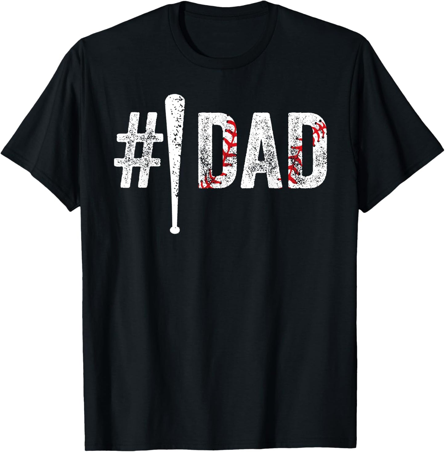 Number One Baseball Dad for Fathers Day #1 Daddy Funny T-Shirt - T-Shirt | Black