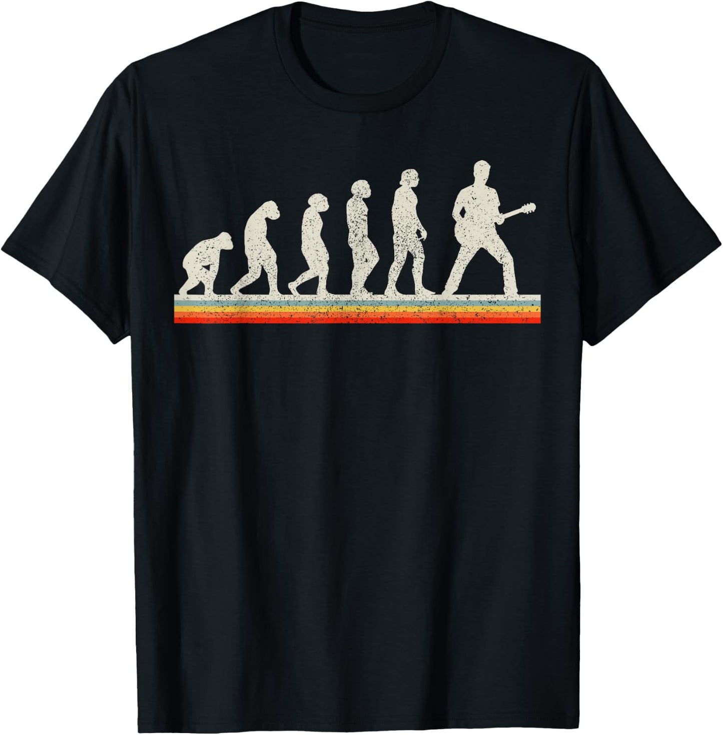 Guitar Player Evolution Vintage Retro Funny Guitar Gift T-Shirt - T-Shirt | Black
