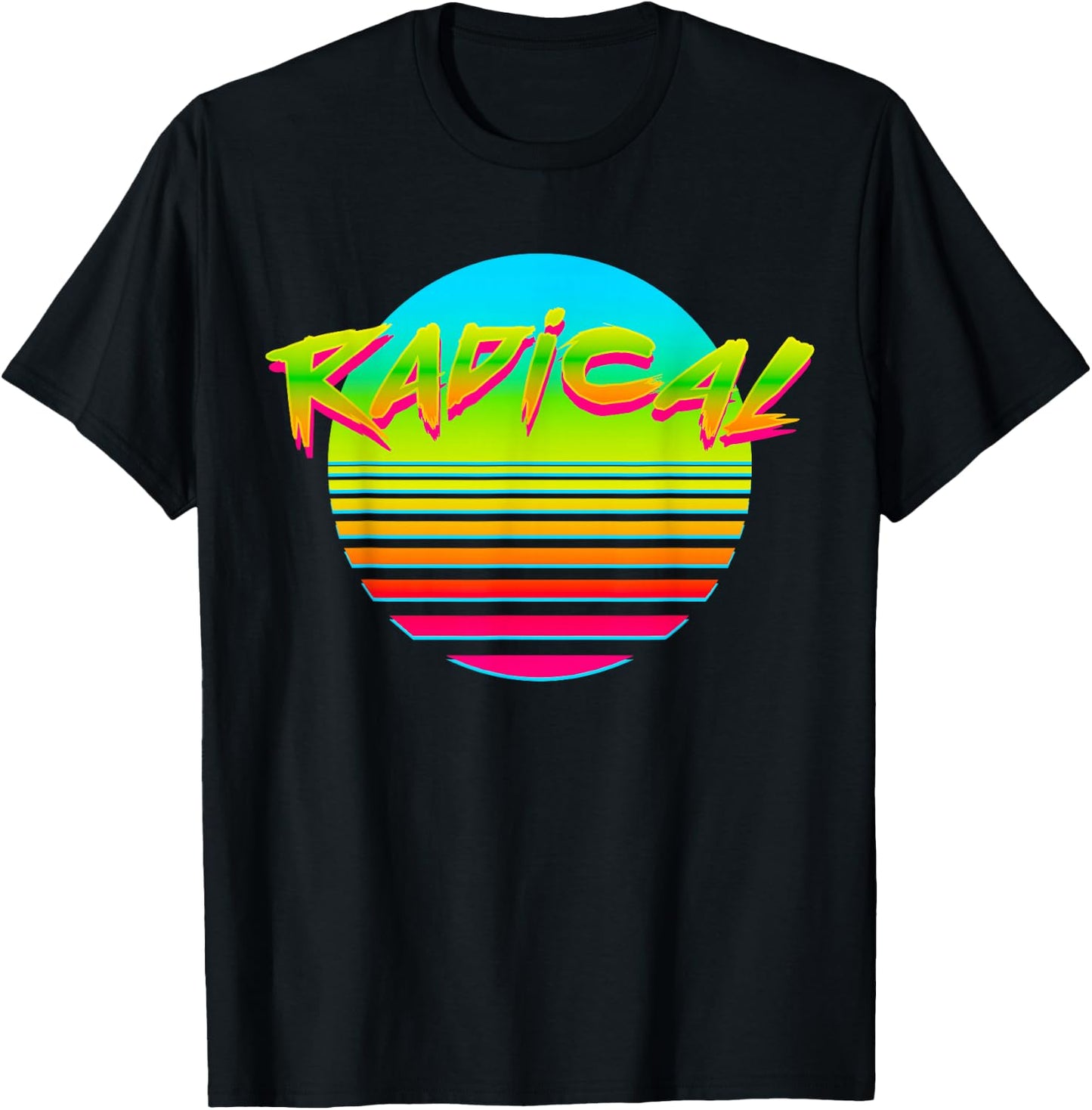 Radical Hot Sun Retro 80s 90s Vintage Outrun T-Shirt - T-Shirt | Black