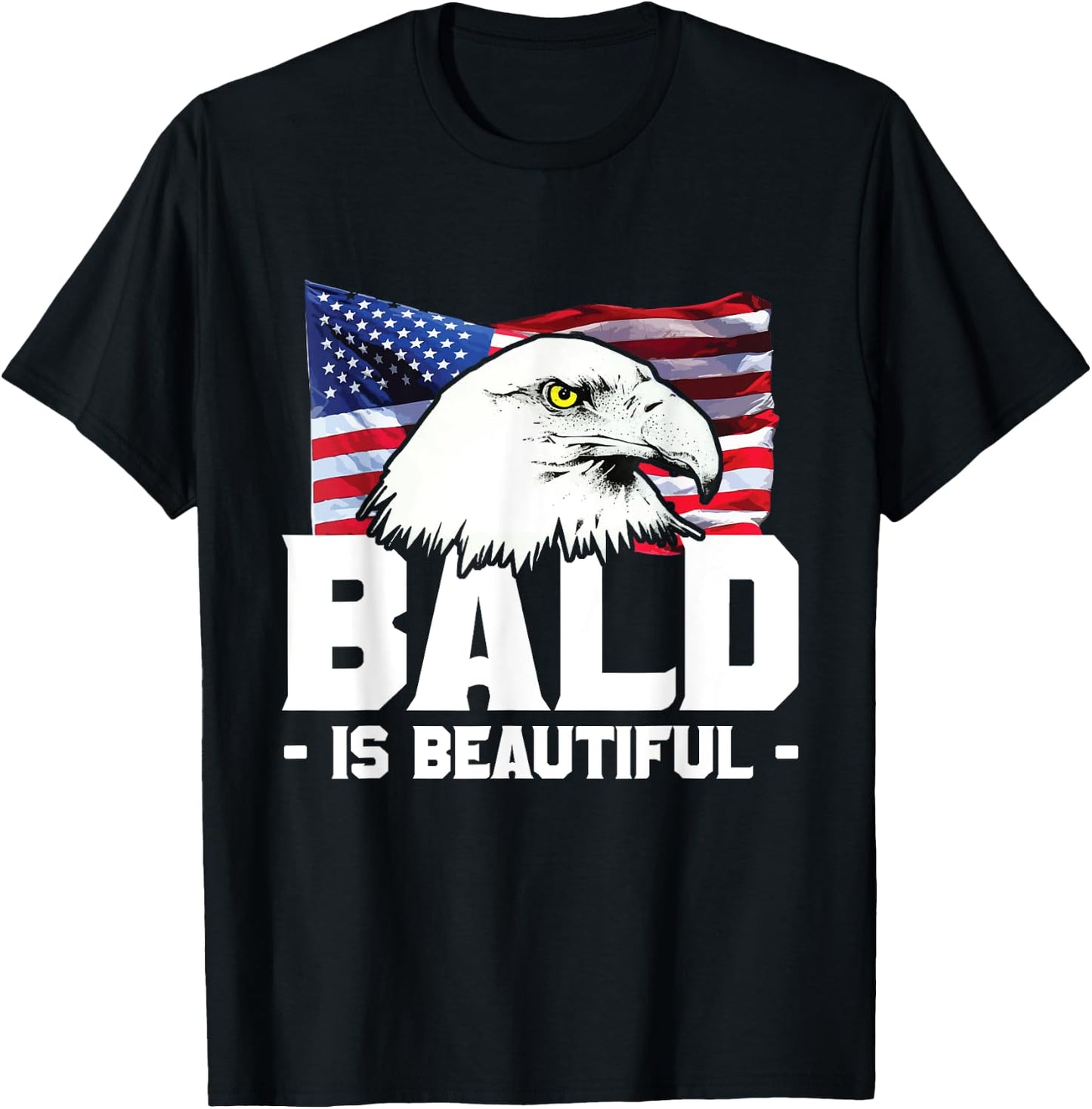 Bald Is Beautiful Patriotic American Eagle Gift Kids Men T-Shirt - T-Shirt | Black