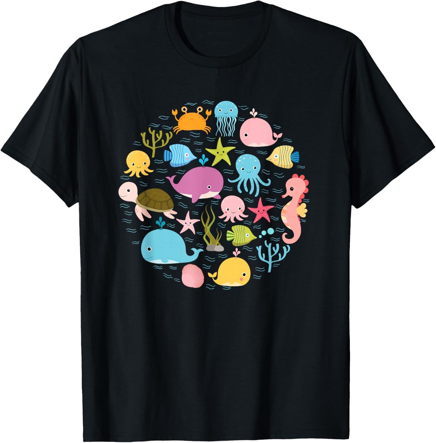 Sea Animal - Cute Ocean Shirt With Fish For Summer T-Shirt - T-Shirt | Black