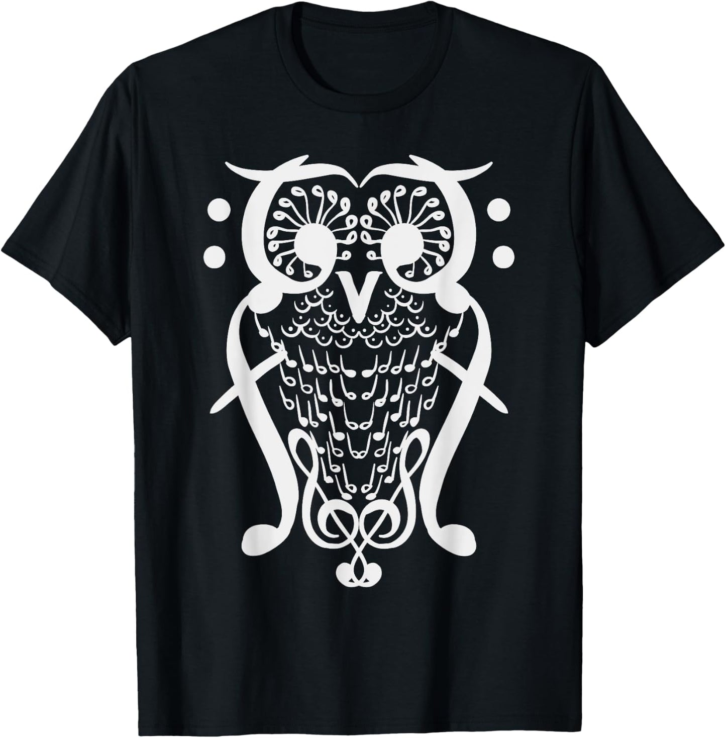 Music Note Owl Shirt Musicians Teacher Birthday Gift Bird T-Shirt - T-Shirt | Black