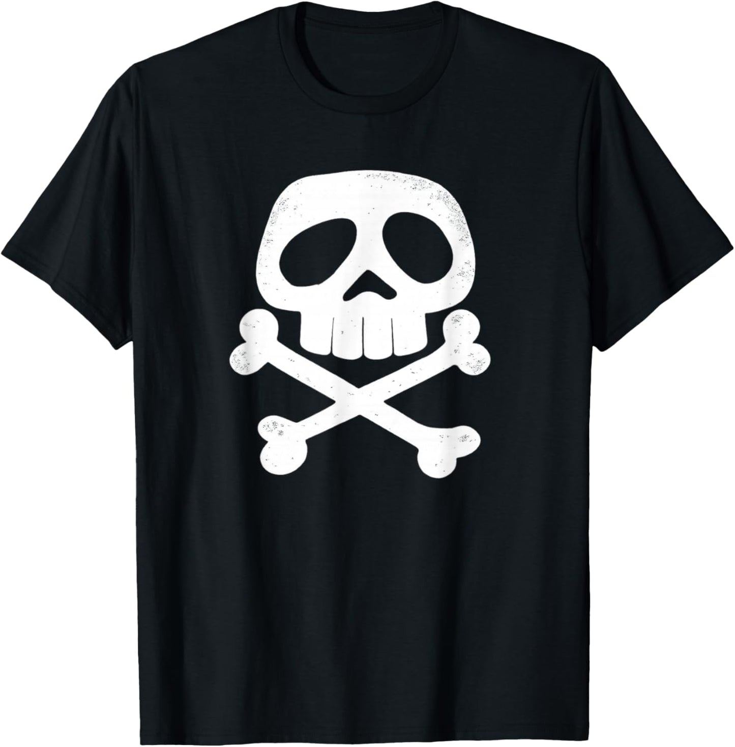 Skull and Bones Punk Rock 1980's Pirates Jolly Roger Vintage T-Shirt - T-Shirt | Black