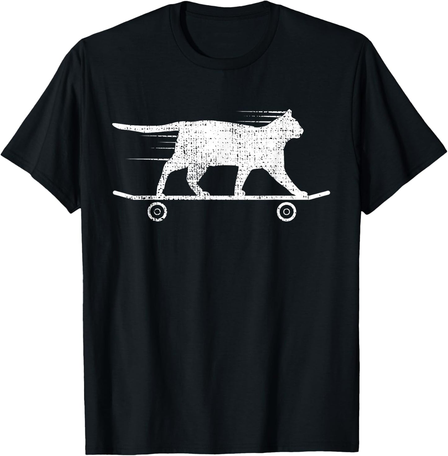 Skateboard Cat Kitten Gift Owner Lover T-Shirt - T-Shirt | Black