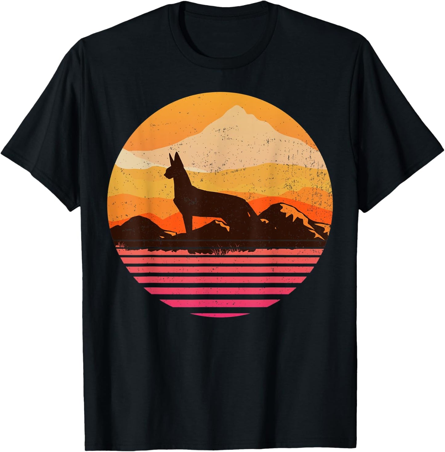 AFRICAN SERVAL Sun Mountain Vintage Retro T-Shirt - T-Shirt | Black