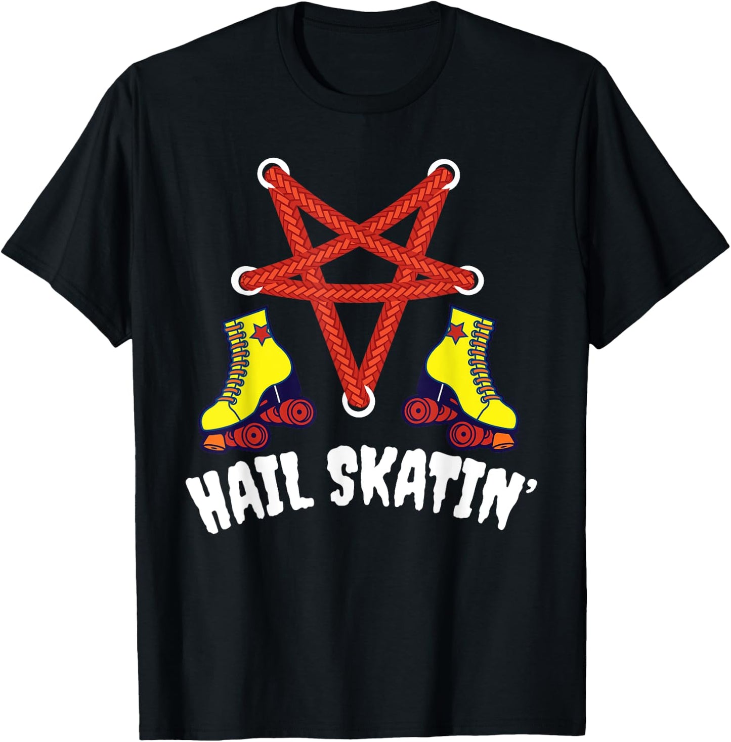 Hail Skatin' Vintage Satan Punk Skating Roller Derby T-Shirt - T-Shirt | Black