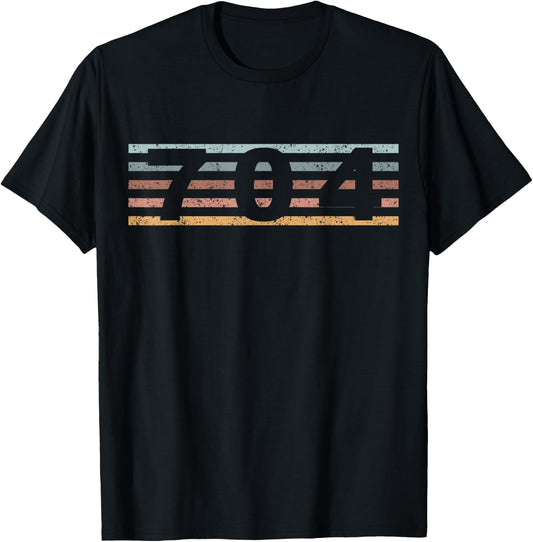 704 Area Code Retro North Carolina Charlotte T-Shirt - T-Shirt | Black