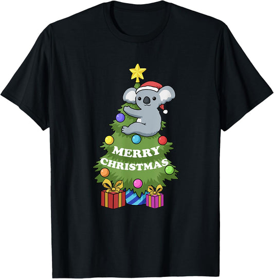 Koala Christmas Tree T-Shirt - T-Shirt | Black