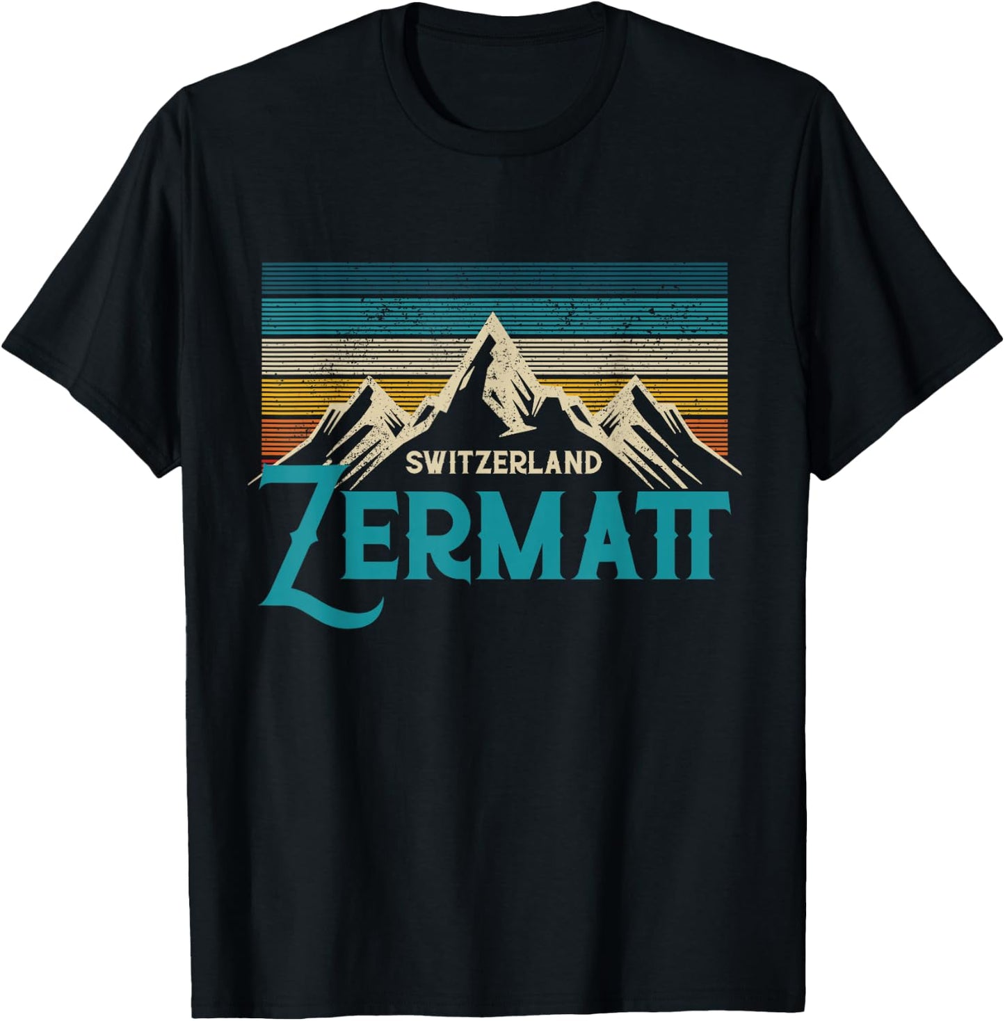Zermatt Switzerland Vintage Mountains Ski Souvenir Gift T-Shirt - T-Shirt | Black