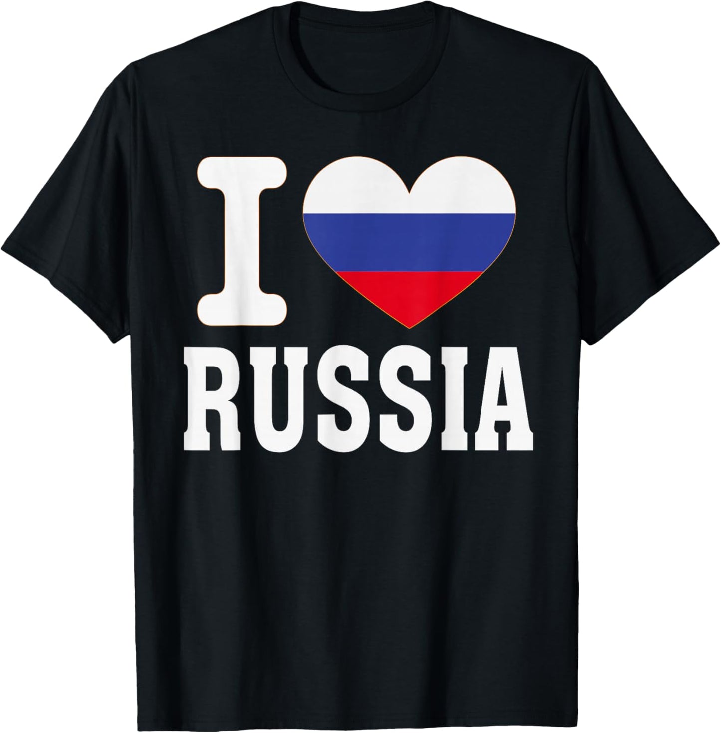 I Love Russia Heart Souvenir Lovers Pride Travel T-Shirt - T-Shirt | Black