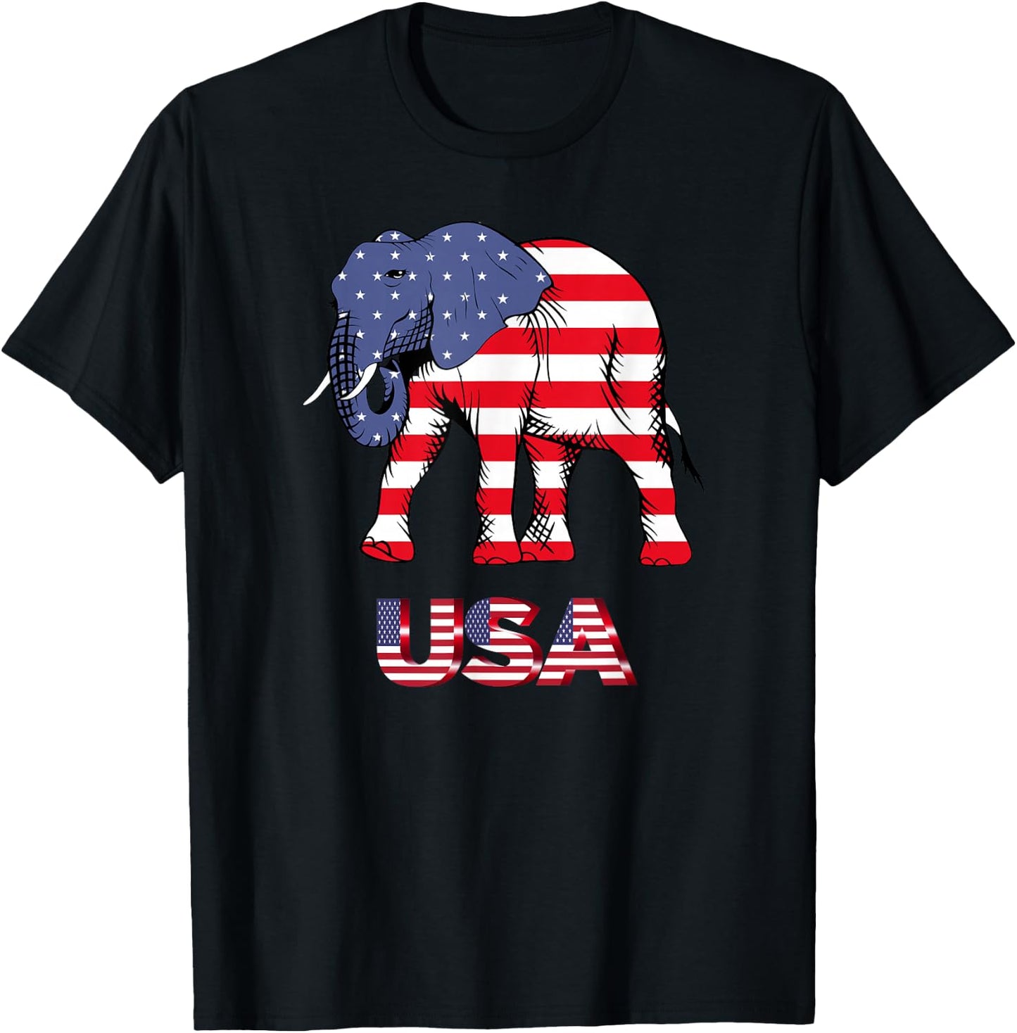 American Elephant Patriotic USA Republican GOP Women Kids Men T-Shirt - T-Shirt | Black