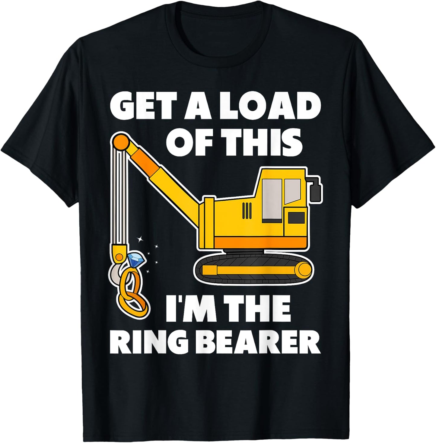 Get A Load Of This I'm The Ring Bearer Funny Tractor Ring T-Shirt - T-Shirt | Black