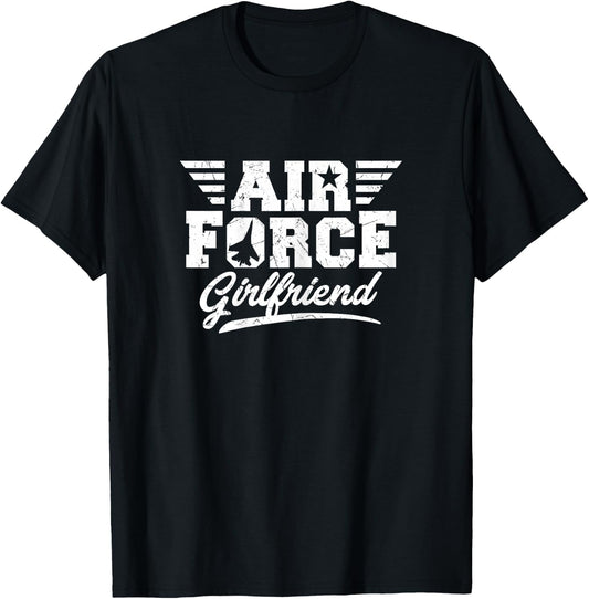 USA Air Force Girlfriend Apparel Air Force Proud Girlfriend U.S. Pride Military Theme Women's - Black, X-Small T-Shirt - T-Shirt | Black
