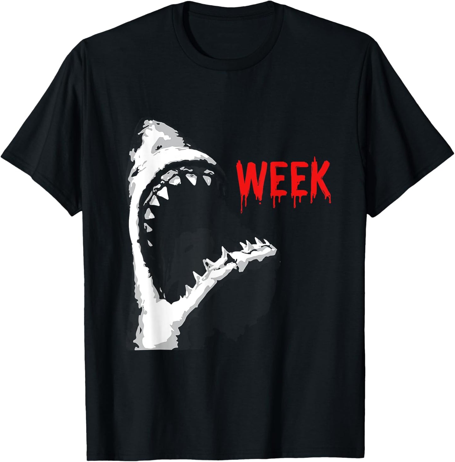 Bloody Week Funny Shark Opening Jaw Teeth Sharks Lover T-Shirt - T-Shirt | Black