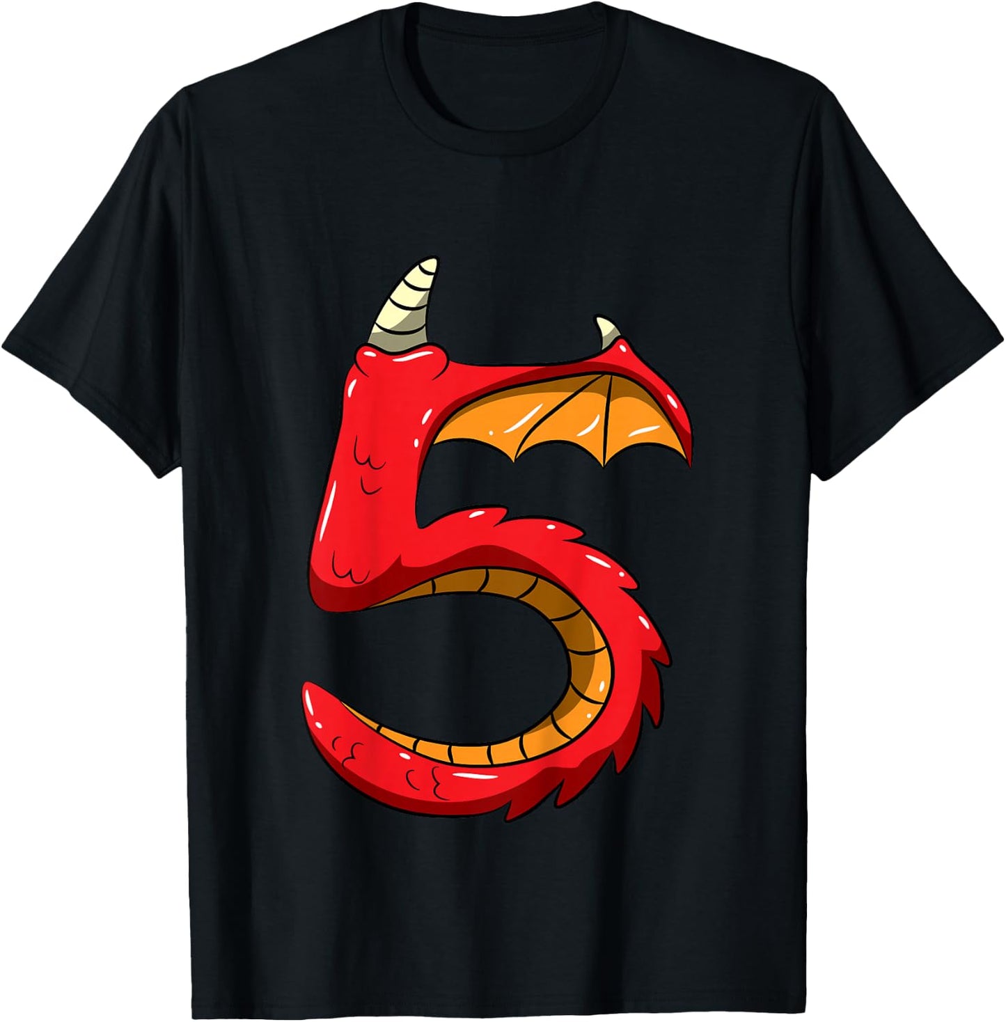 5 Years Old Birthday 5th Birthday Little Monster Dragon T-Shirt - T-Shirt | Black