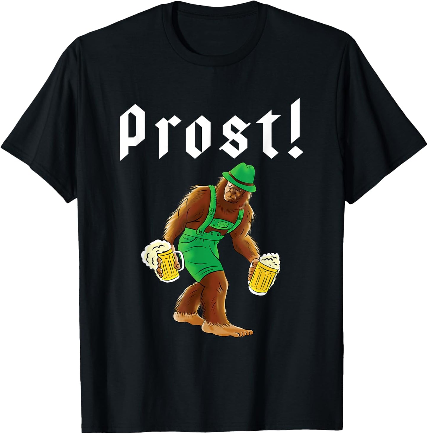 Bigfoot in Lederhosen Costume Oktoberfest Party Beer Drinking T-Shirt - T-Shirt | Black