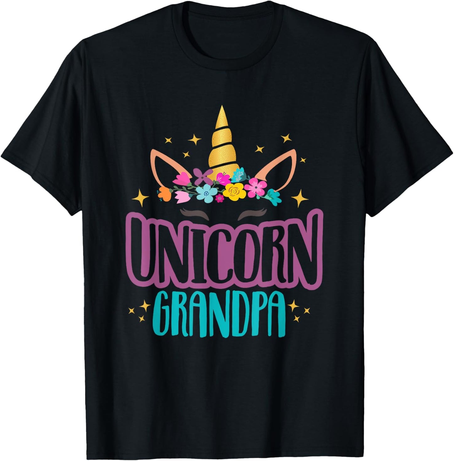 Unicorn Grandpa Unicorns Birthday Party Grandpacorn Matching T-Shirt - T-Shirt | Black