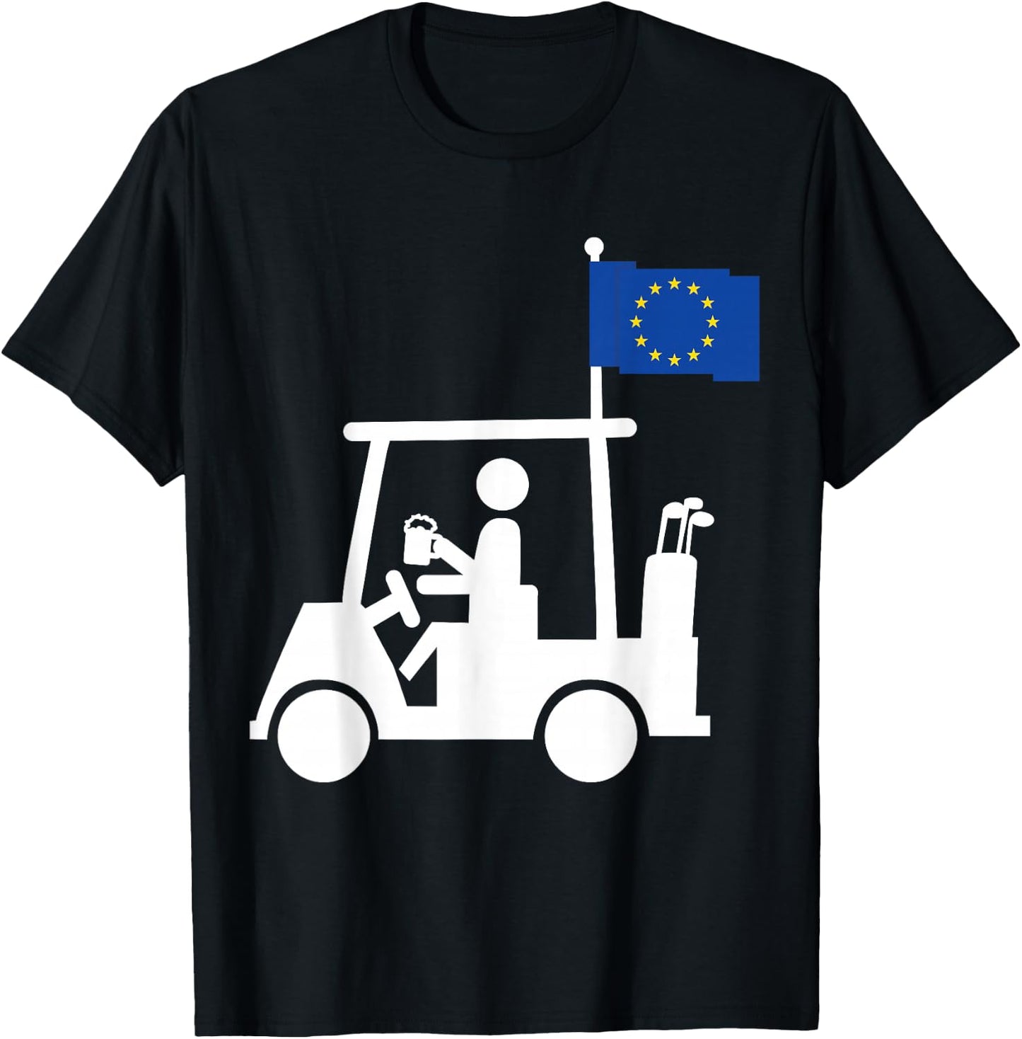 Patriotic Golf Wear EU Golf Cart European Flag T-Shirt - T-Shirt | Black