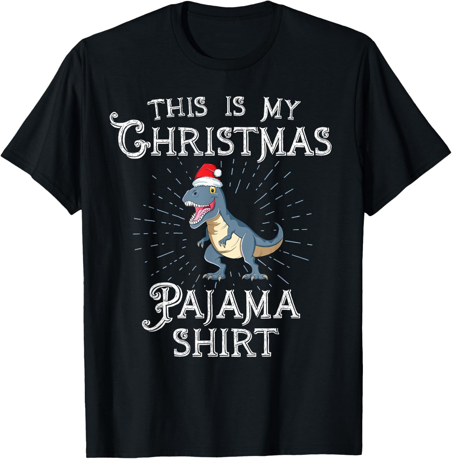 Retro This Is My Christmas Pajama TRex Dinosaur Christmas T-Shirt - T-Shirt | Black