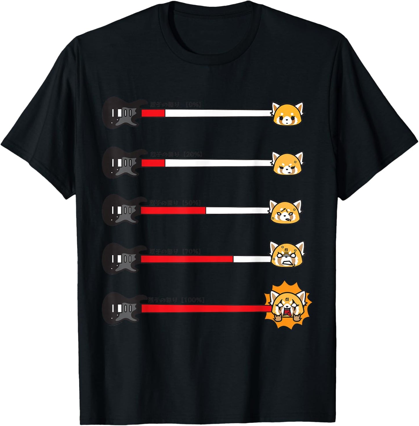 Aggretsuko Guitar Rage Meter Shirt T-Shirt - T-Shirt | Black