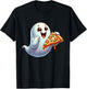 Ghost Eating Pizza Halloween Men Women Kids T-Shirt - T-Shirt | Black